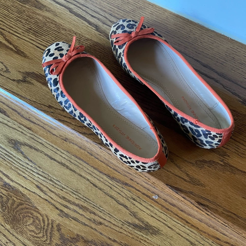 Adrienne Vittadini Leopard Flats with Orange Accents